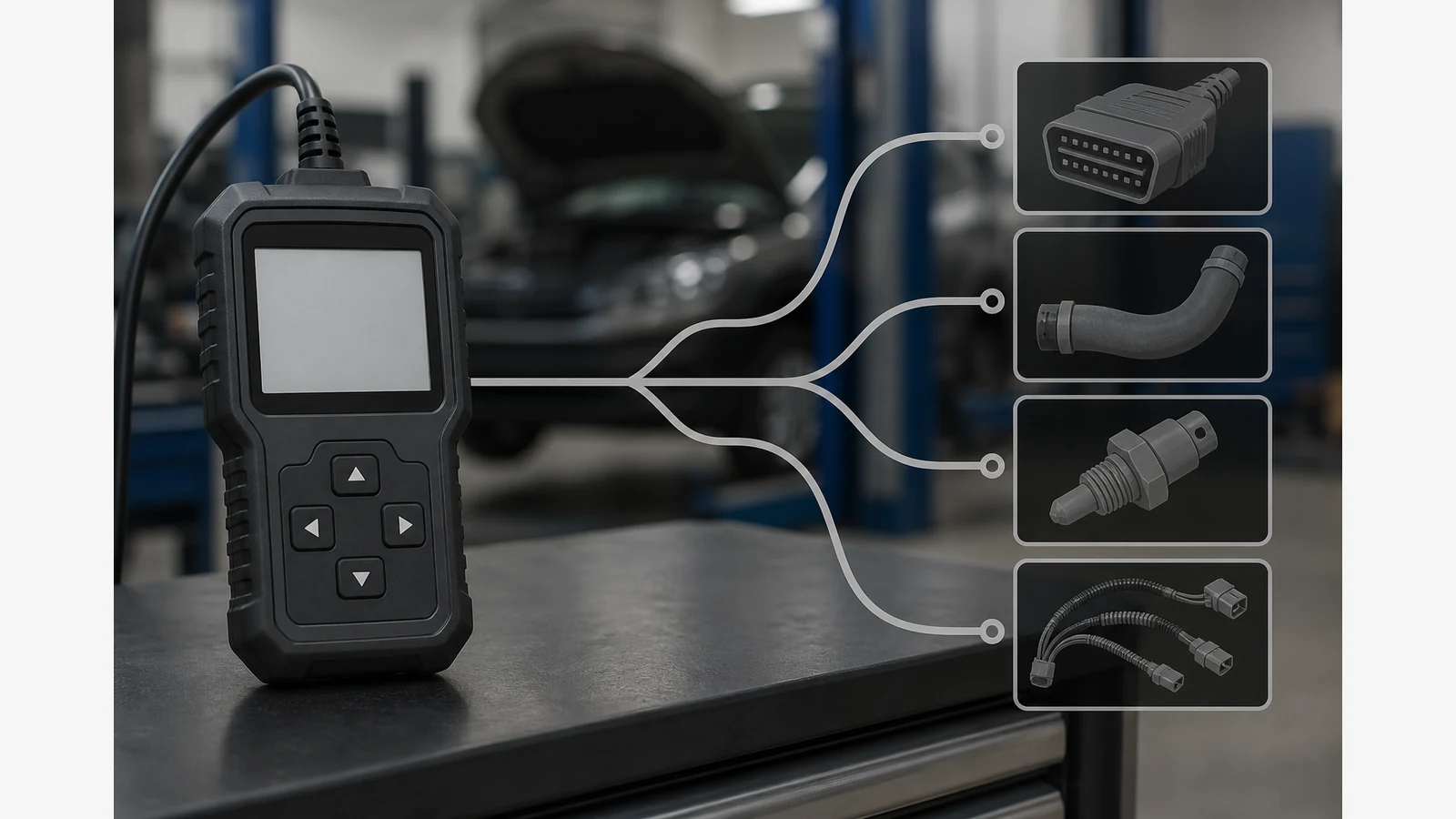 One fault-code reading leading to several possible diagnostic checks rather than one replacement part